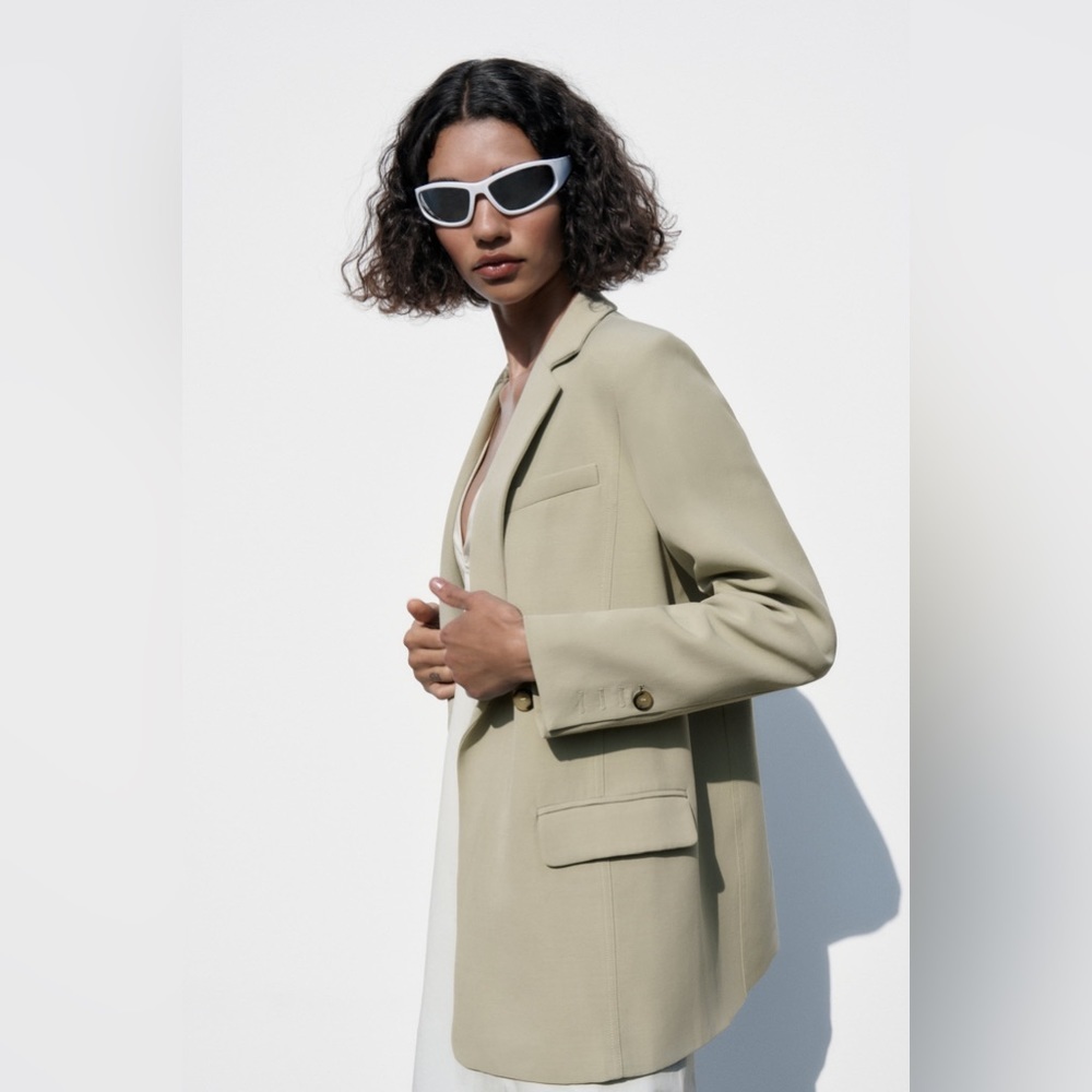 NWT Zara XS Menswear Style Double Breasted Blazer